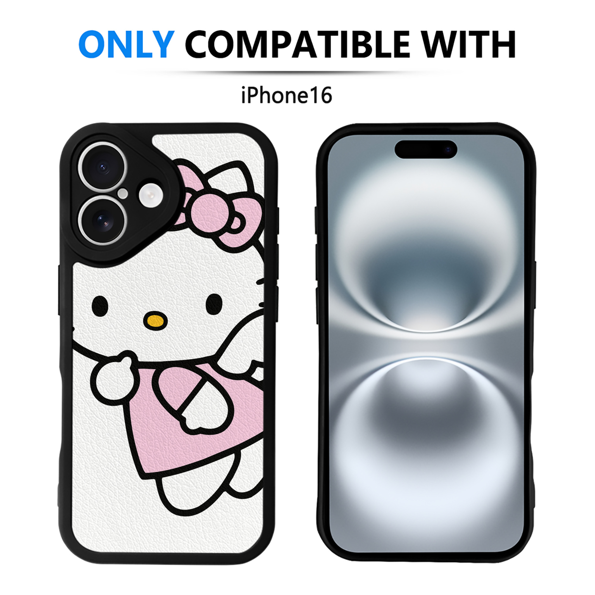 （画像用） Hello Kitty ハローキティ 【iPhone 16シリーズ対応】シリコンスマホケース（レザー調） 材質：シリコン